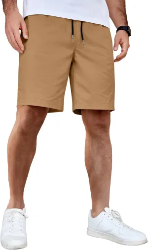 COOFANDY Men's Casual Shorts Cotton Elastic Waist Drawstring Shorts Lightweight Summer Beach Shorts