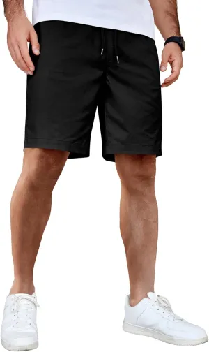 COOFANDY Men's Casual Shorts Cotton Elastic Waist Drawstring Shorts Lightweight Summer Beach Shorts