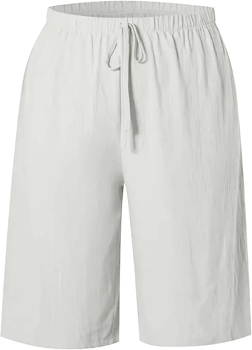 Cotton Linen Shorts for Women Casual Wide Leg Knee Length Summer Bermuda Shorts Loose High Waisted Short with Pockets
