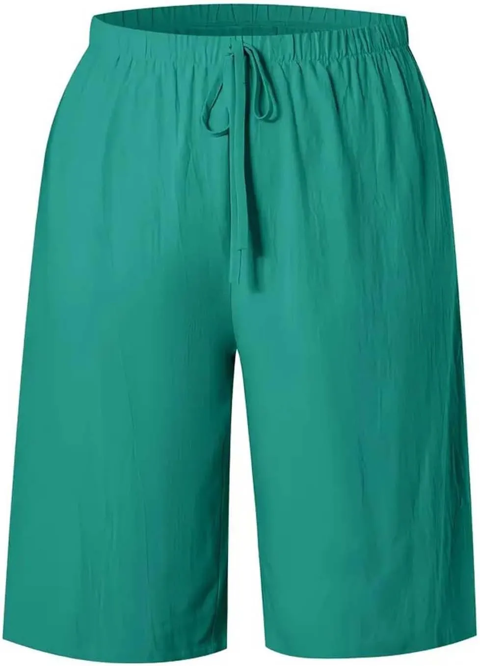 Cotton Linen Shorts for Women Casual Wide Leg Knee Length Summer Bermuda Shorts Loose High Waisted Short with Pockets