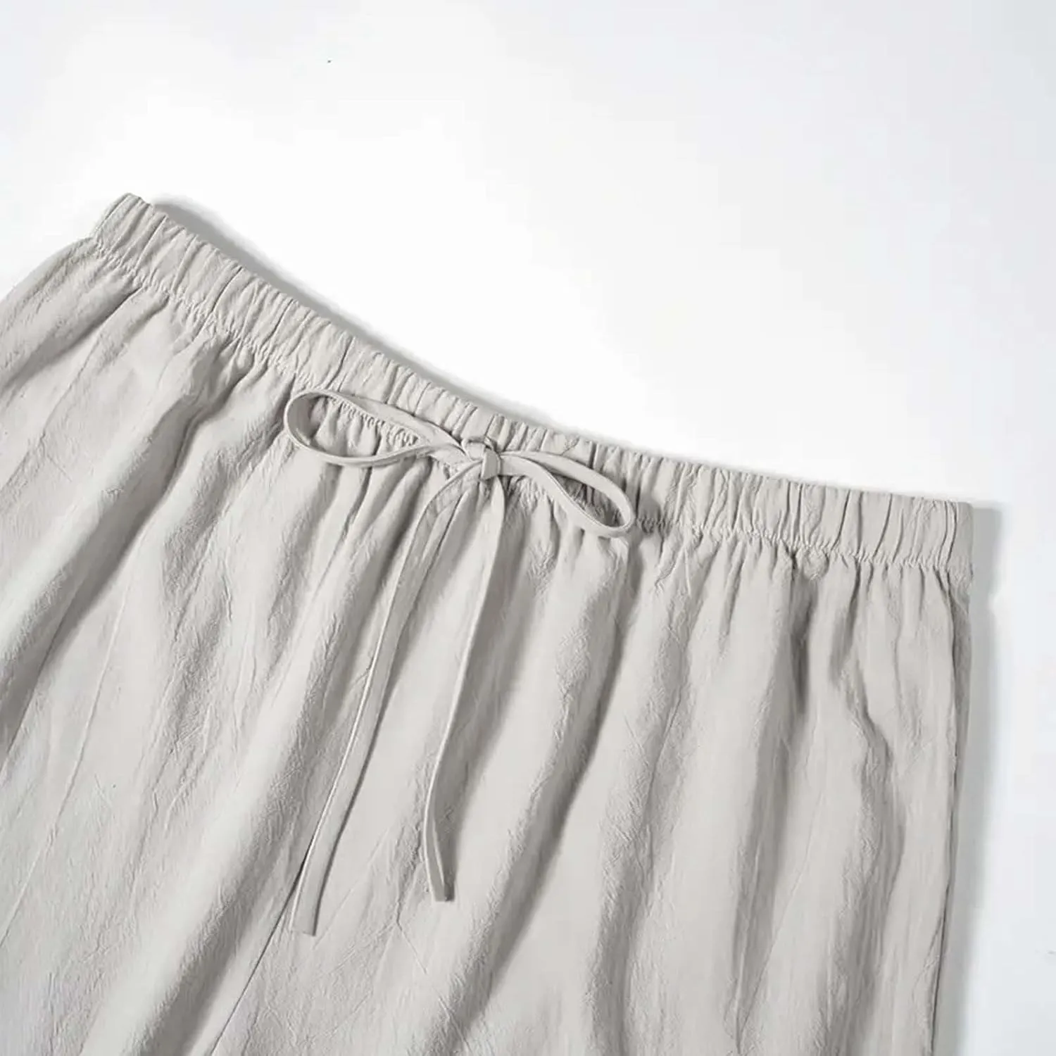 Cotton Linen Shorts for Women Casual Wide Leg Knee Length Summer Bermuda Shorts Loose High Waisted Short with Pockets