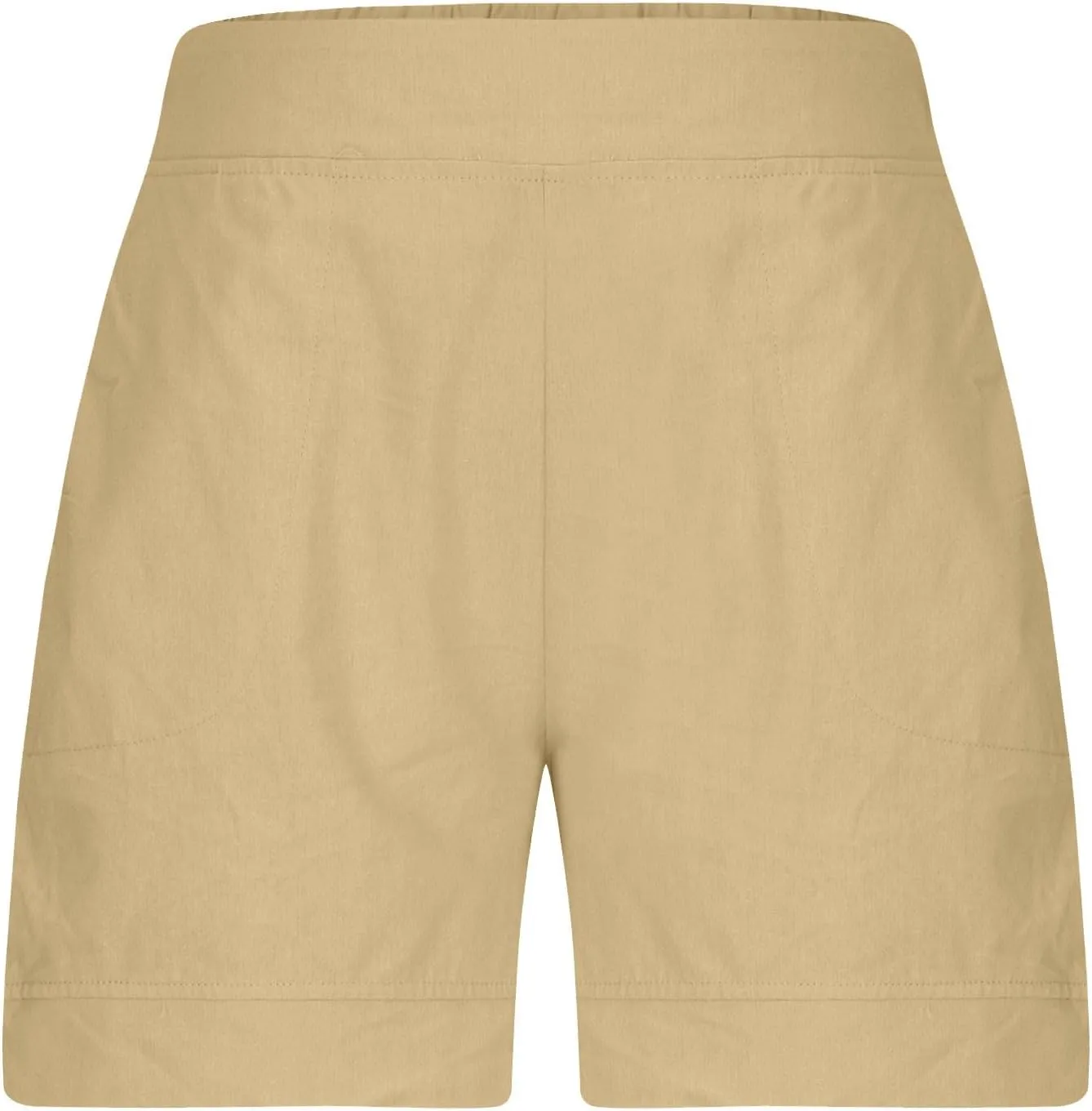 Cotton Shorts for Women Casual 7 Inch Inseam Shorts Summer Elastic Waist Short Vacation Beach Outfits with Pockets