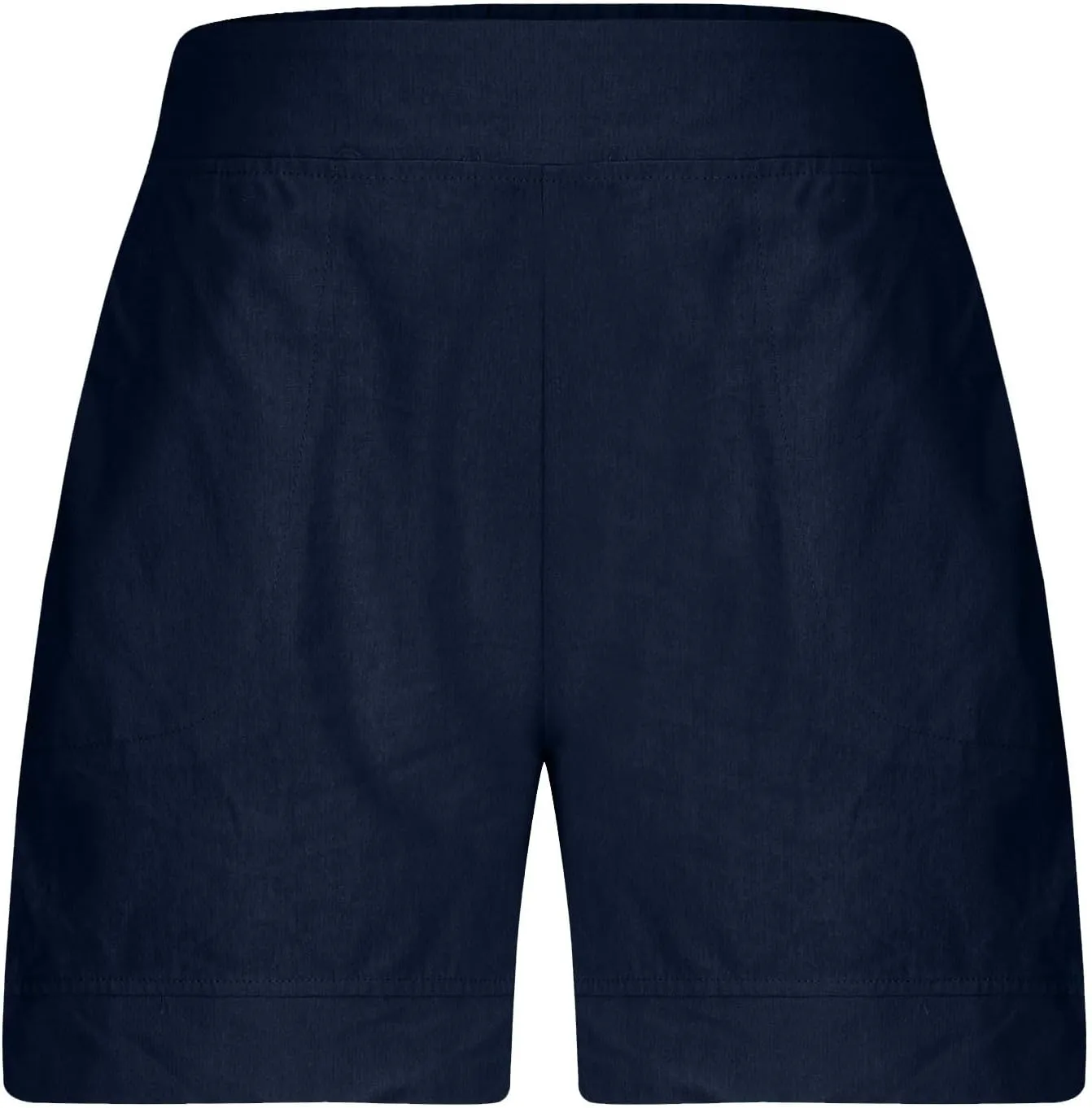 Cotton Shorts for Women Casual 7 Inch Inseam Shorts Summer Elastic Waist Short Vacation Beach Outfits with Pockets