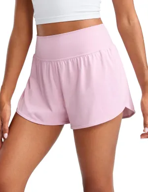 CRZ YOGA Butterluxe-Light High Waisted Dolphin Shorts for Women 2.5" Soft Split for Casual Lounge Athletic Yoga with Liner