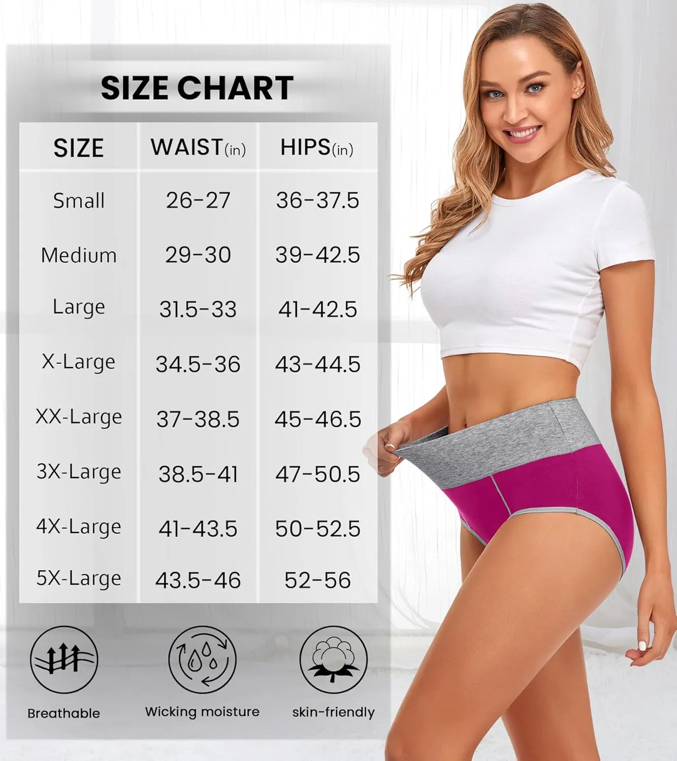 CULAYII High Waisted Underwear for Women Cotton No Muffin Top Full Coverage Briefs Soft Stretch Ladies Panties 5 Pack
