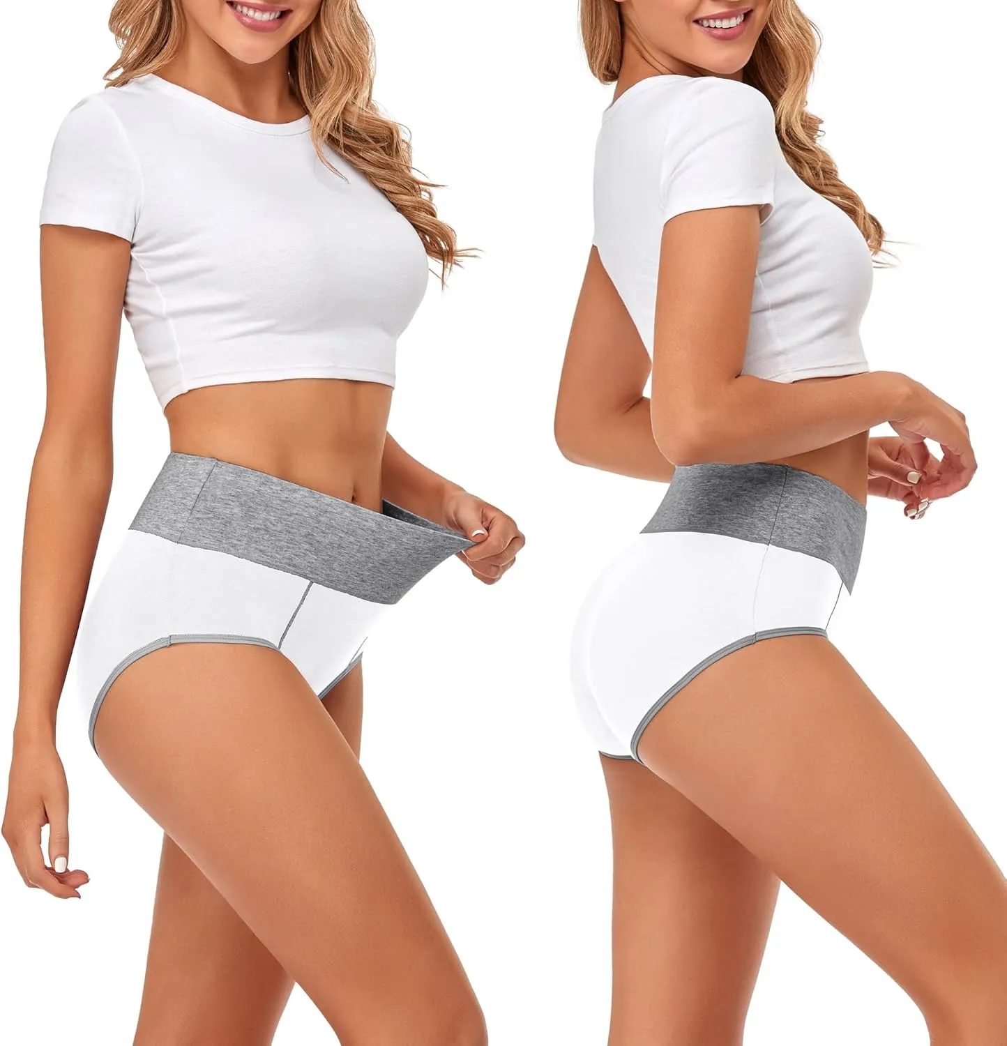 CULAYII High Waisted Underwear for Women Cotton No Muffin Top Full Coverage Briefs Soft Stretch Ladies Panties 5 Pack