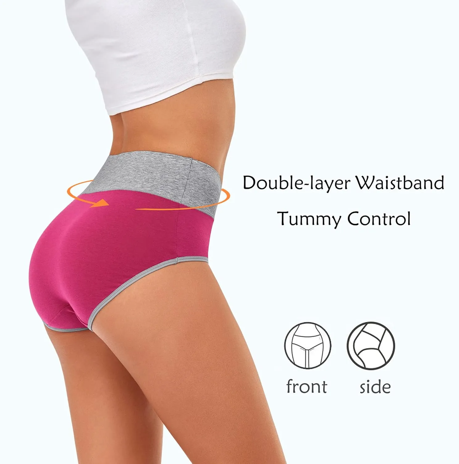 CULAYII High Waisted Underwear for Women Cotton No Muffin Top Full Coverage Briefs Soft Stretch Ladies Panties 5 Pack