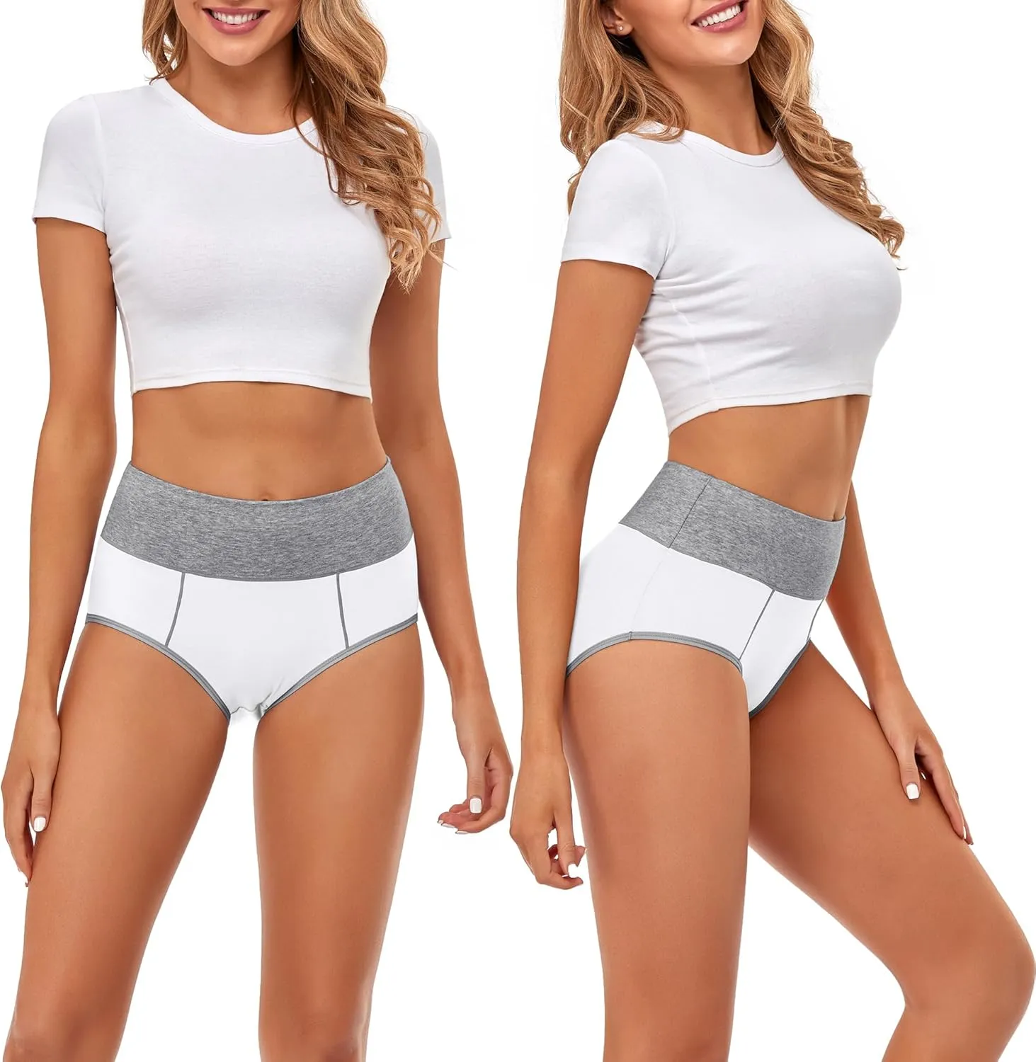 CULAYII High Waisted Underwear for Women Cotton No Muffin Top Full Coverage Briefs Soft Stretch Ladies Panties 5 Pack
