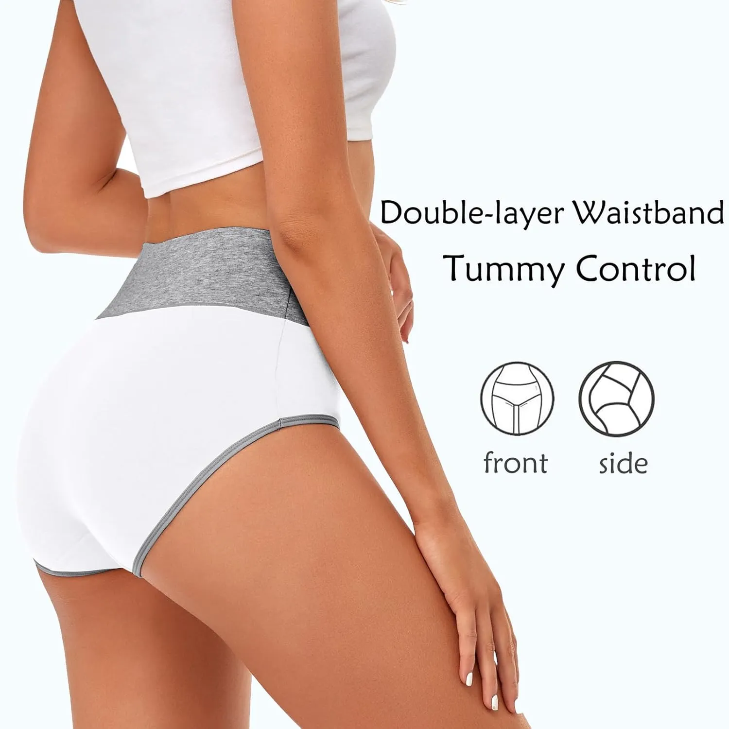 CULAYII High Waisted Underwear for Women Cotton No Muffin Top Full Coverage Briefs Soft Stretch Ladies Panties 5 Pack