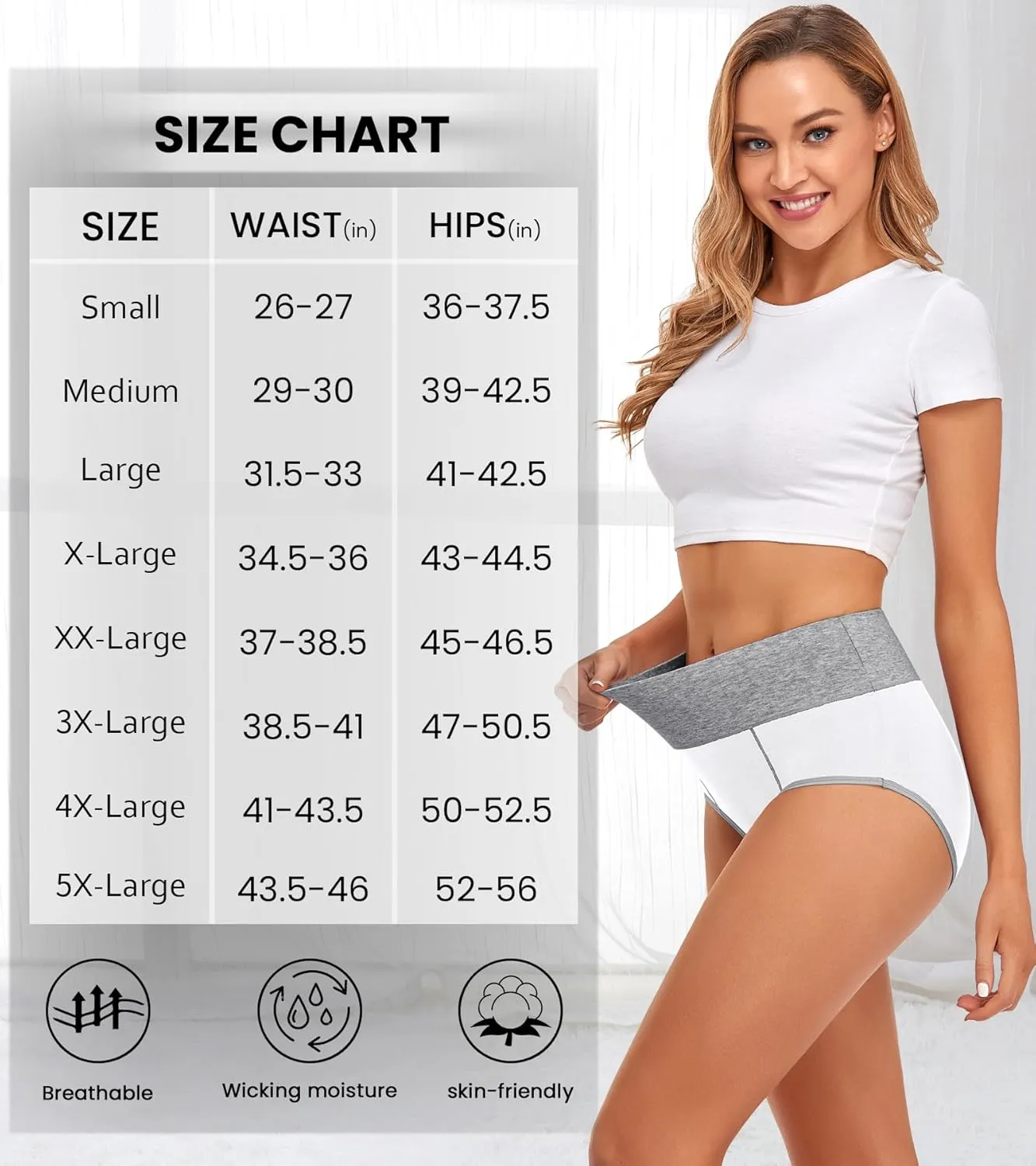 CULAYII High Waisted Underwear for Women Cotton No Muffin Top Full Coverage Briefs Soft Stretch Ladies Panties 5 Pack