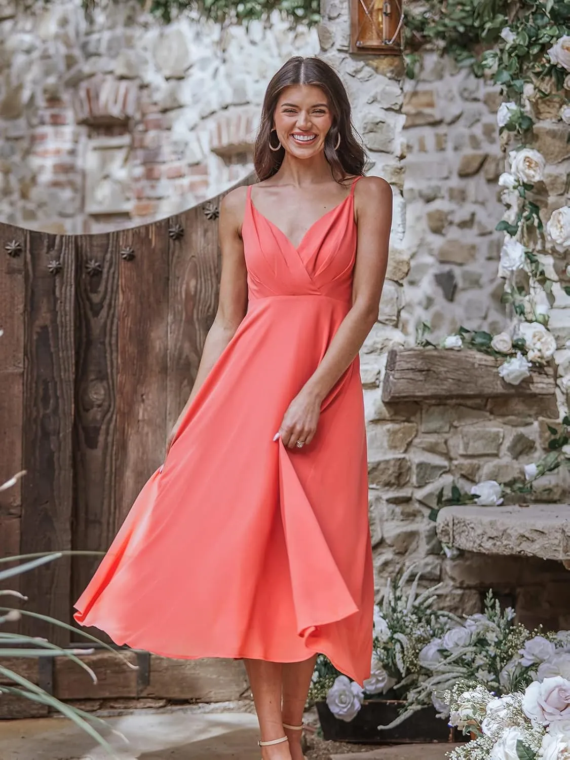 CUPSHE X Madison Devotion Chiffon Flowy Midi Dress Sleeveless V Neck Dresses Casual Summer