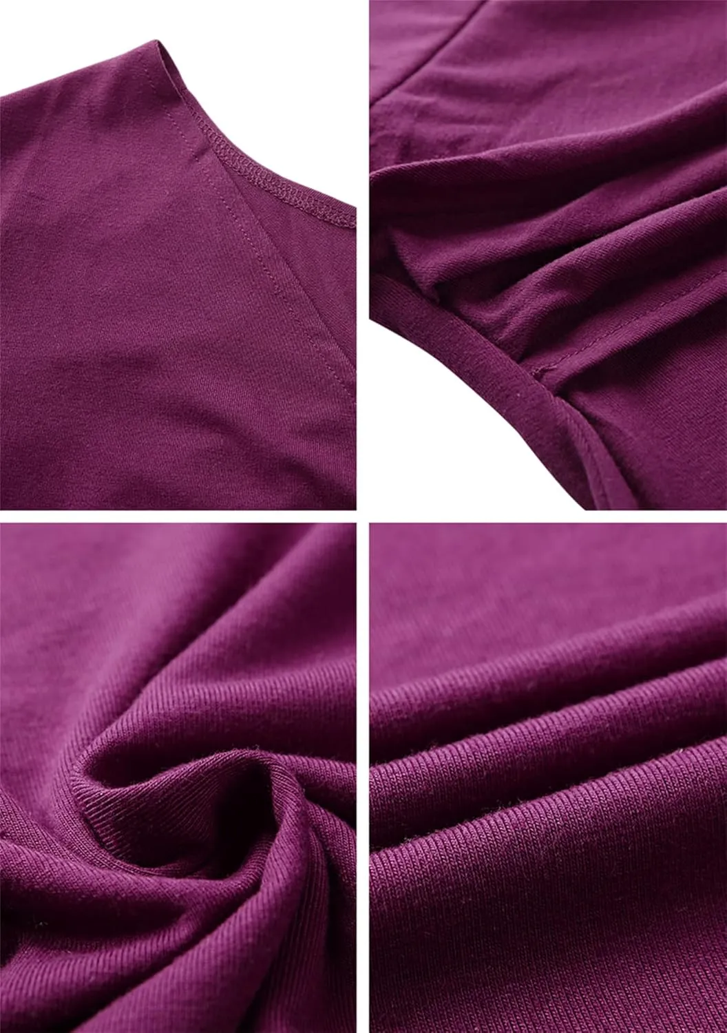 EFOFEI Womens 1950s Cap Sleeve Solid Color Dress Wrap V Neck Cocktail Dress A Line Swing Midi Dresses