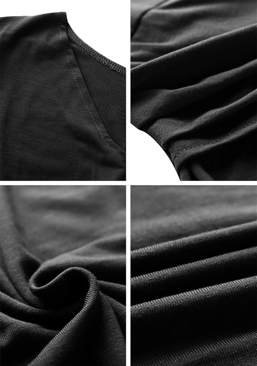 EFOFEI Womens 1950s Cap Sleeve Solid Color Dress Wrap V Neck Cocktail Dress A Line Swing Midi Dresses