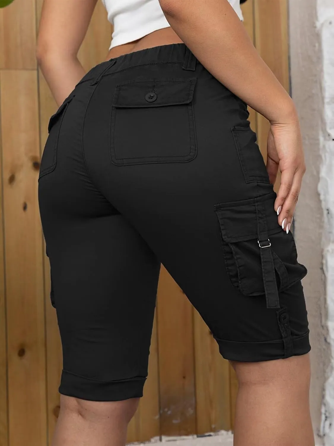 Flamingals Hiking Shorts for Women Flap Pocket Design Bermuda Cargo Shorts 2025 Trendy
