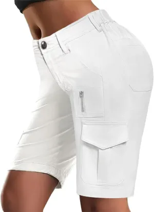 Flamingals Hiking Shorts for Women Flap Pocket Design Bermuda Cargo Shorts 2025 Trendy