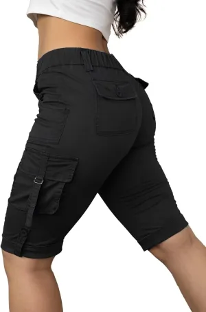 Flamingals Hiking Shorts for Women Flap Pocket Design Bermuda Cargo Shorts 2025 Trendy