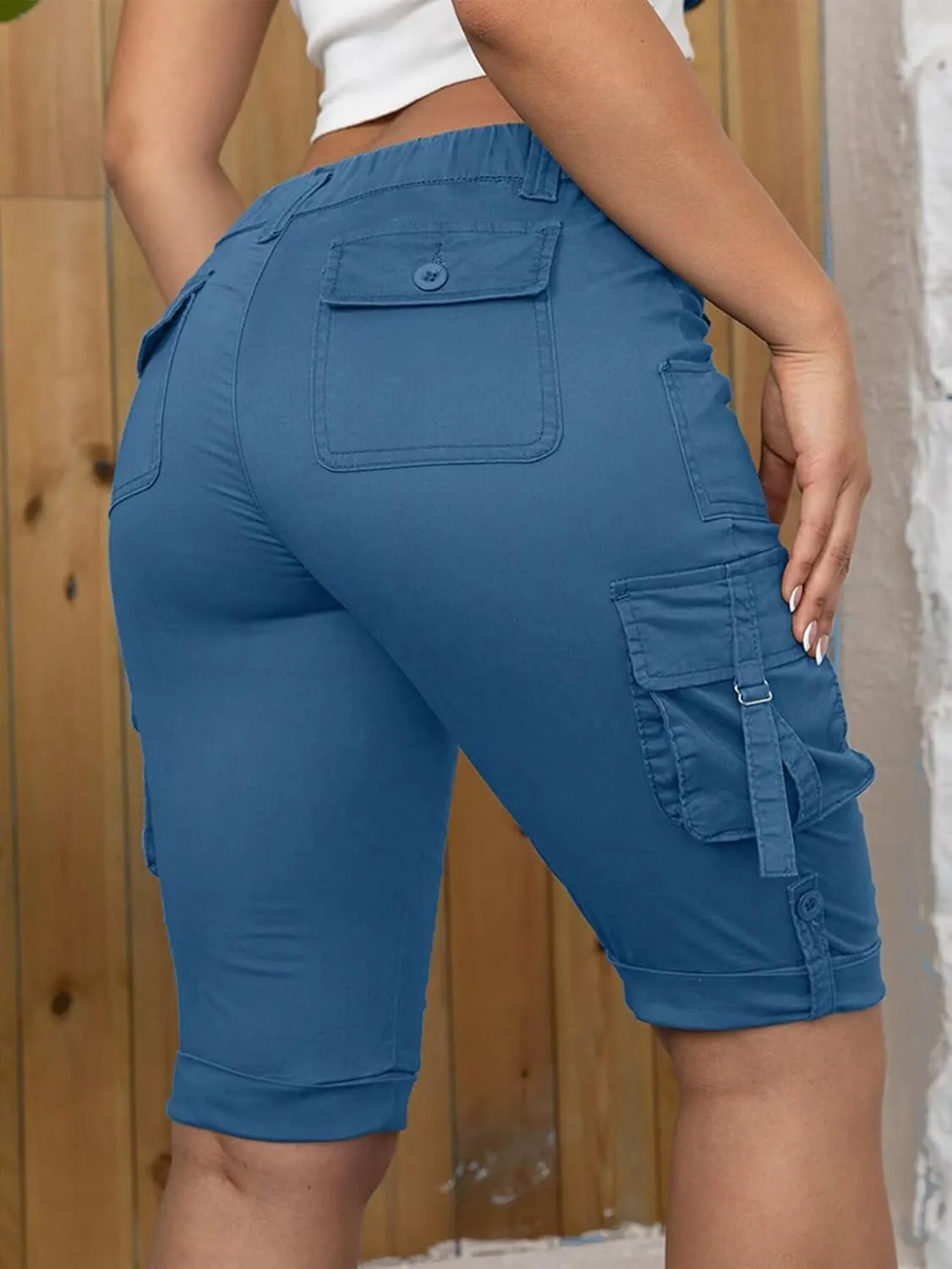 Flamingals Hiking Shorts for Women Flap Pocket Design Bermuda Cargo Shorts 2025 Trendy