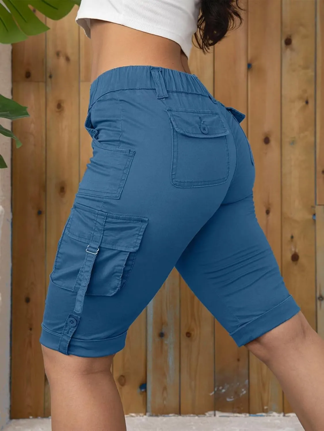 Flamingals Hiking Shorts for Women Flap Pocket Design Bermuda Cargo Shorts 2025 Trendy