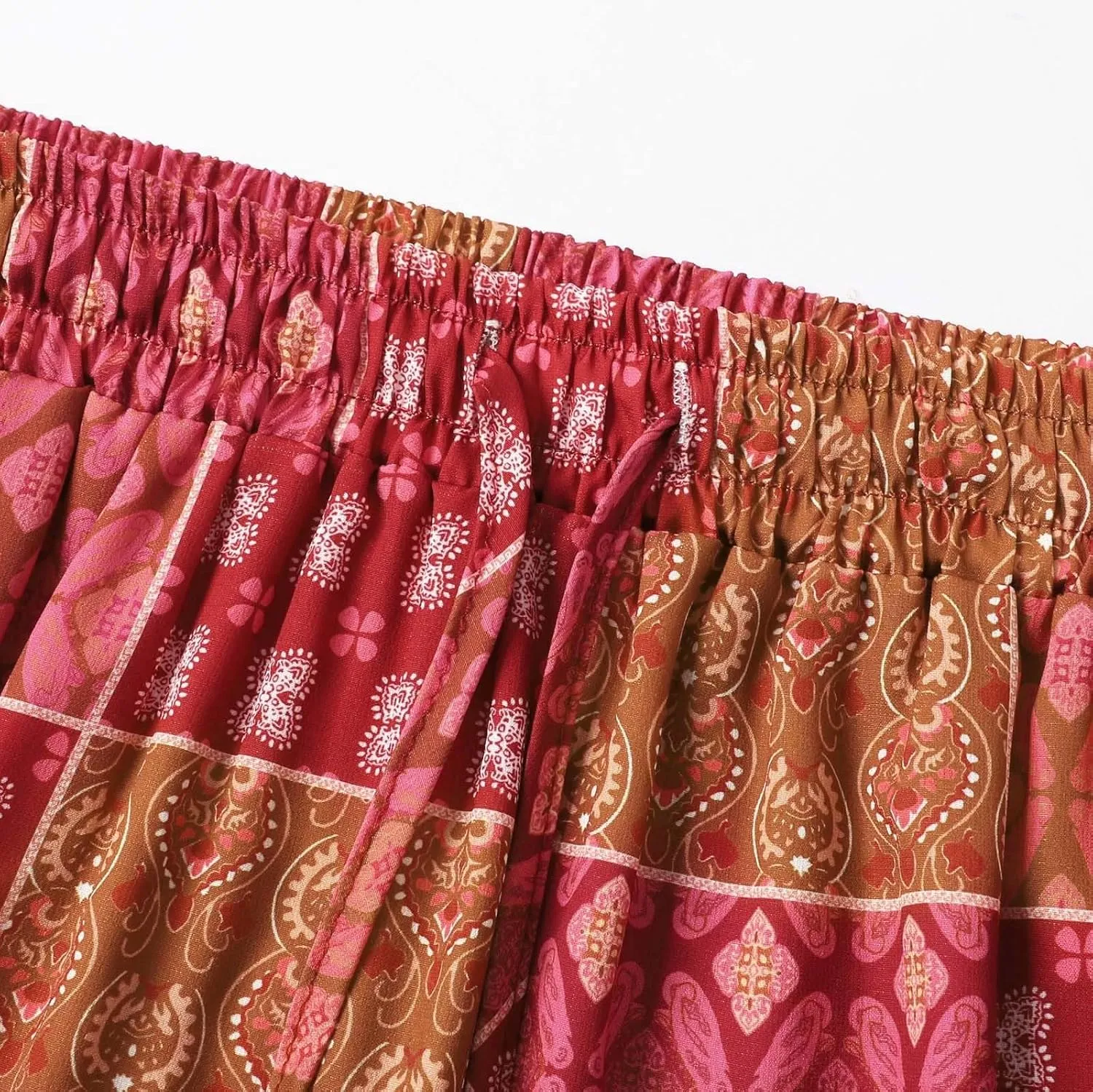 Floral Maxi Skirt for Women Boho Flowy Summer Long Skirt Ruffle Elastic High Waist Vacation Beach A-Line Skirts 2025