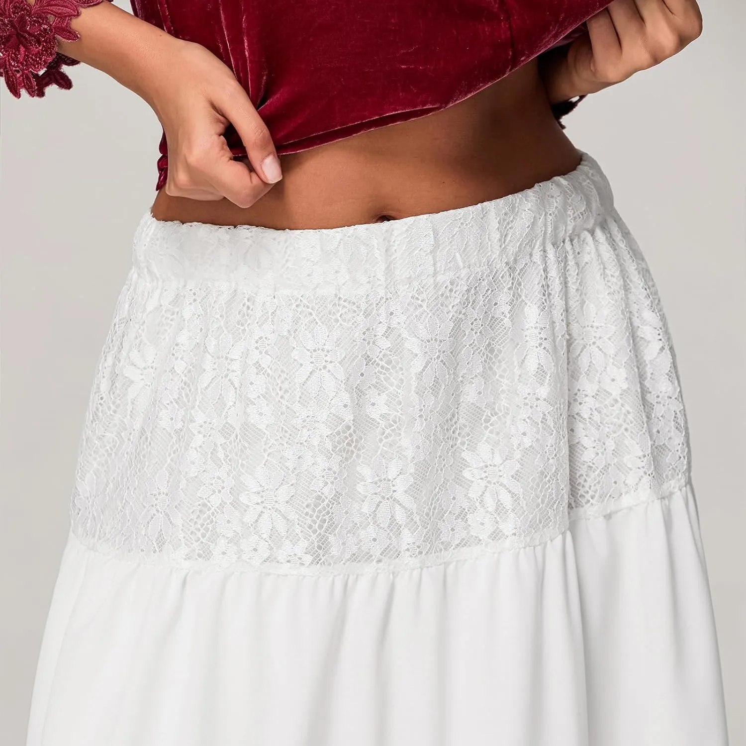 Floral Maxi Skirts for Women Summer Elastic High Waist A-Line Boho Beach Long Skirts Ruffle Flowy Skirts Streetwear