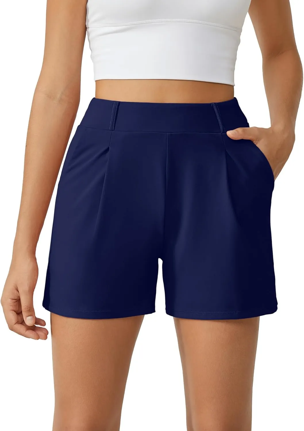 G4Free 2025 Trendy Shorts for Women Dressy Casual High Waisted Lounge Summer Pleated Shorts with Pockets