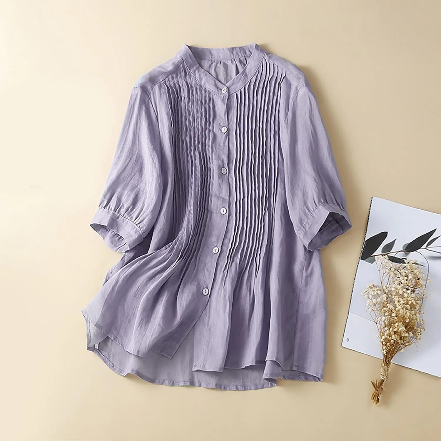Going Out Tops for Women Cotton Linen Embroidered Tops Round Collar Patchwork Flowy Blouses Wedding Guest Outfit