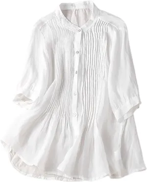 Going Out Tops for Women Cotton Linen Embroidered Tops Round Collar Patchwork Flowy Blouses Wedding Guest Outfit