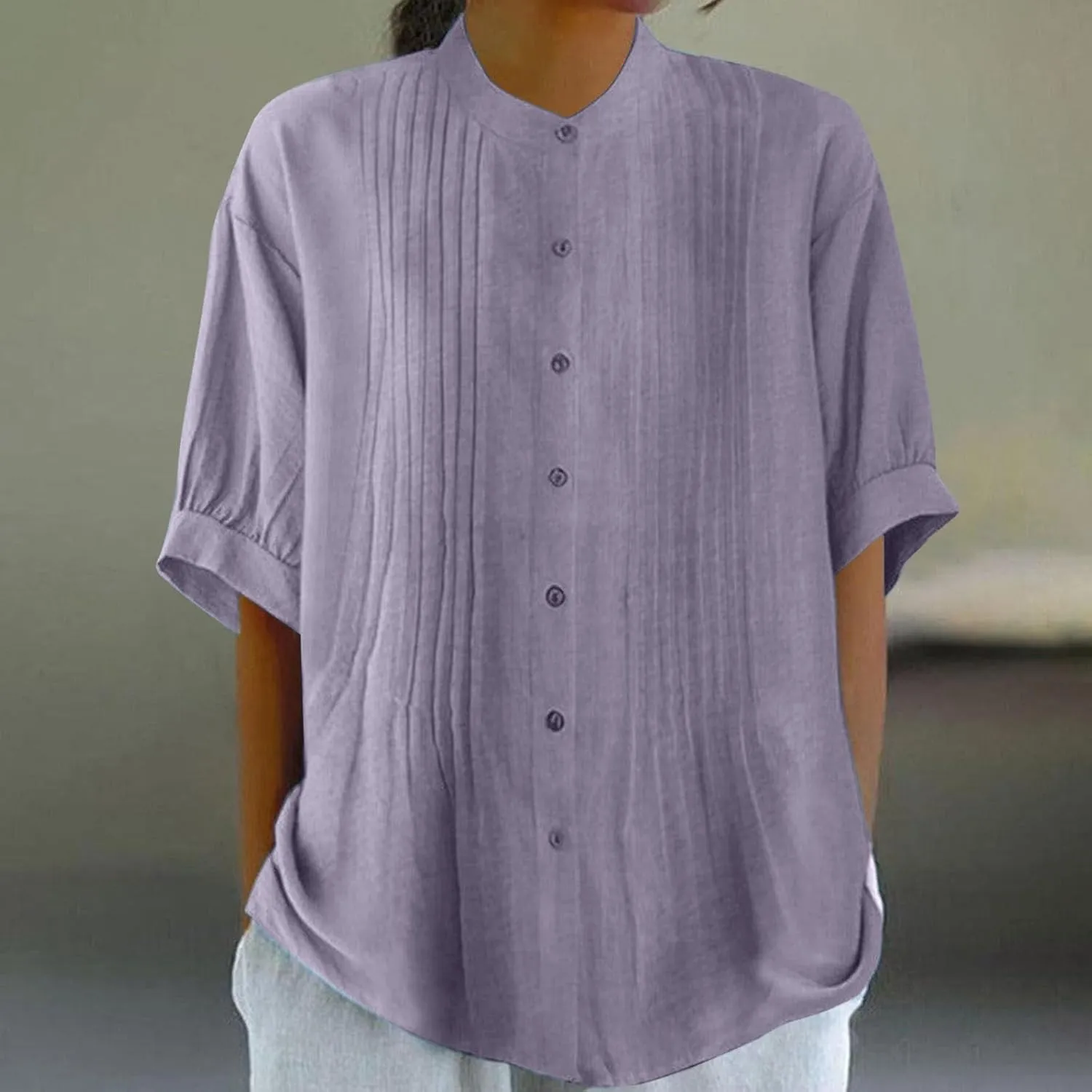 Going Out Tops for Women Cotton Linen Embroidered Tops Round Collar Patchwork Flowy Blouses Wedding Guest Outfit