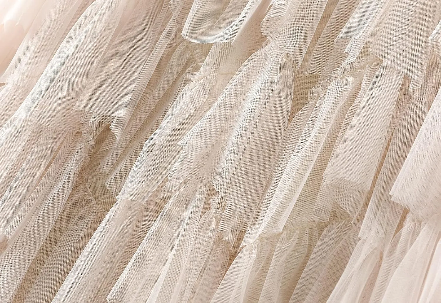 GOLDSTITCH Tulle Skirts for Women Long Fairy Skirt Tutu A-Line Mesh Layered High Elastic Waist Skirts