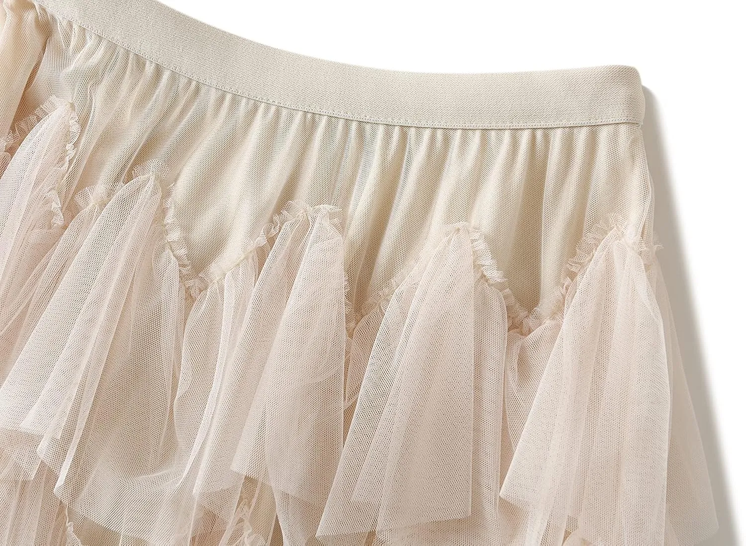 GOLDSTITCH Tulle Skirts for Women Long Fairy Skirt Tutu A-Line Mesh Layered High Elastic Waist Skirts