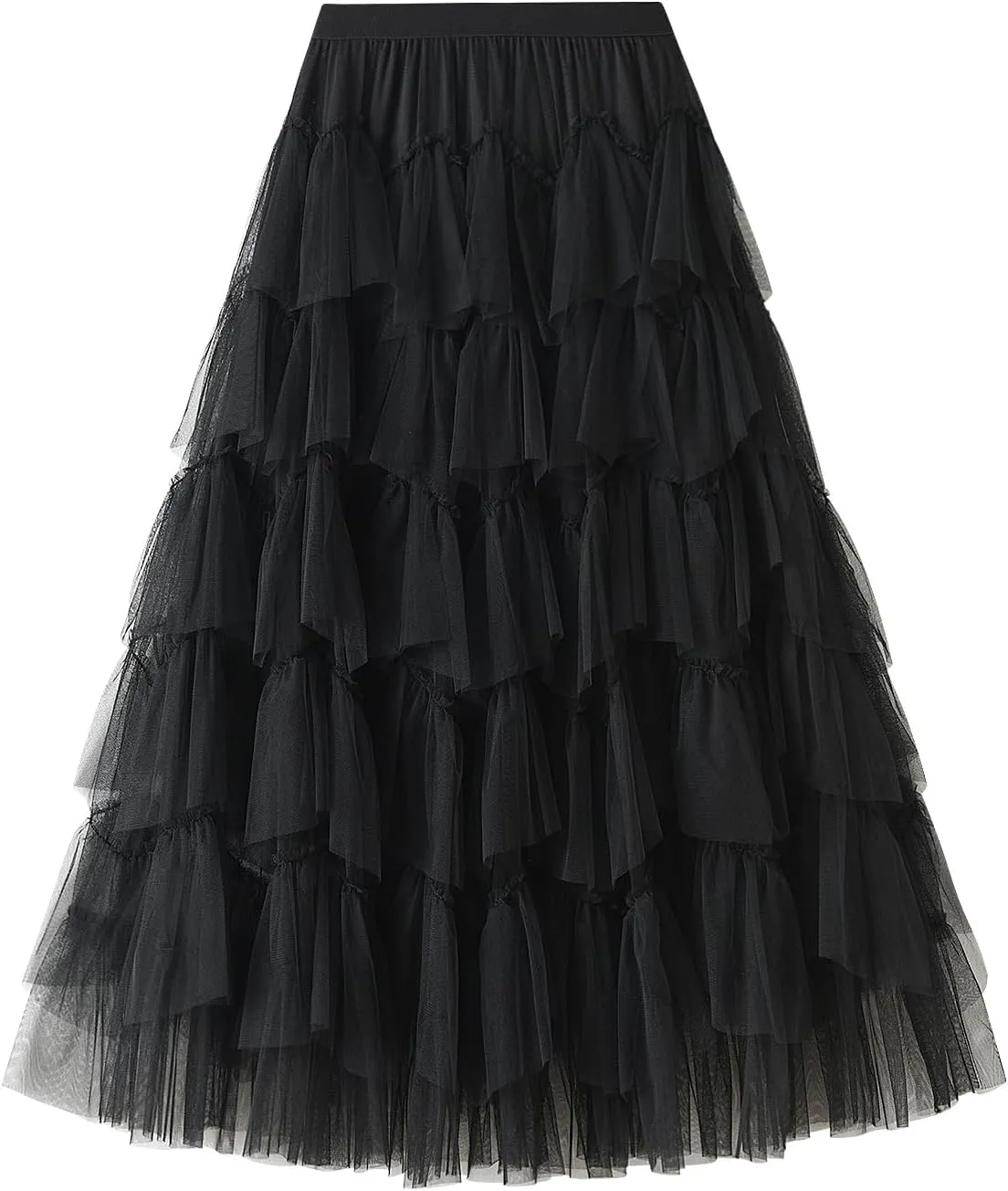 GOLDSTITCH Tulle Skirts for Women Long Fairy Skirt Tutu A-Line Mesh Layered High Elastic Waist Skirts