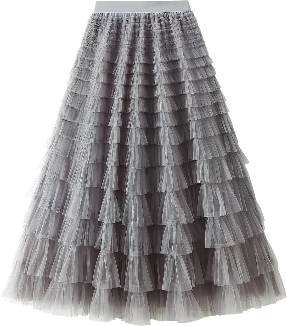 GOLDSTITCH Tulle Skirts for Women Long Fairy Skirt Tutu A-Line Mesh Layered High Elastic Waist Skirts