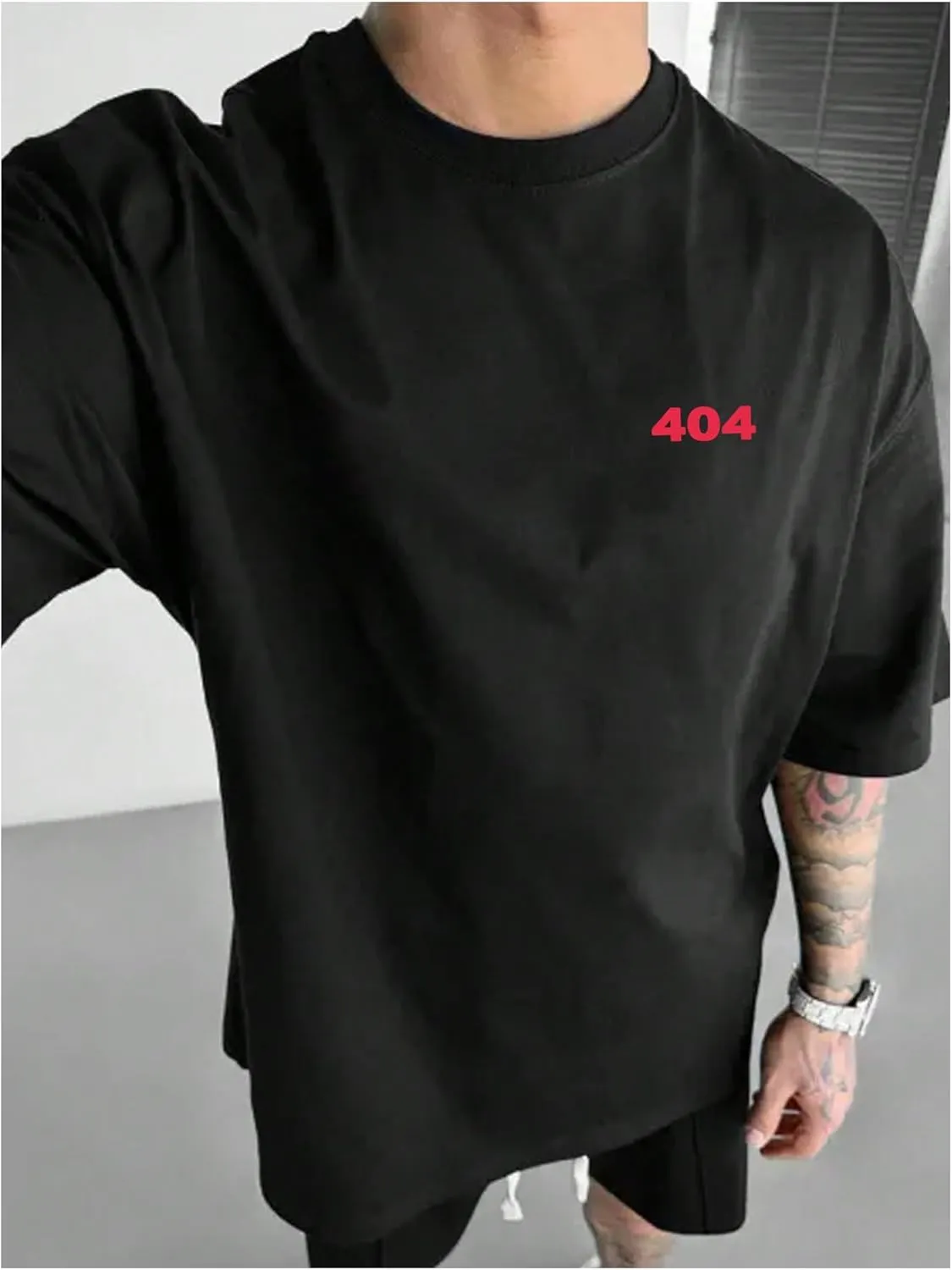 GORGLITTER Men's Cool Graphic T Shirts Oversized Short Sleeve Drop Shoulder Crewneck Tee Top