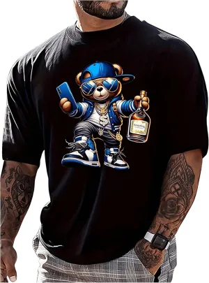 GORGLITTER Men's Cool Graphic T Shirts Oversized Short Sleeve Drop Shoulder Crewneck Tee Top
