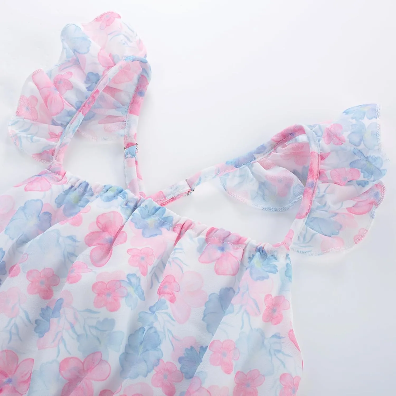 GRACE KARIN Girls Floral Dress Summer Backless Chiffon Sleeveless Casual Boho Maxi Dresses 5-14Y