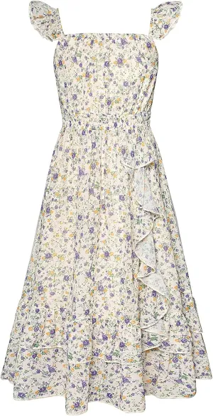 GRACE KARIN Girls Floral Dress Summer Backless Chiffon Sleeveless Casual Boho Maxi Dresses 5-14Y