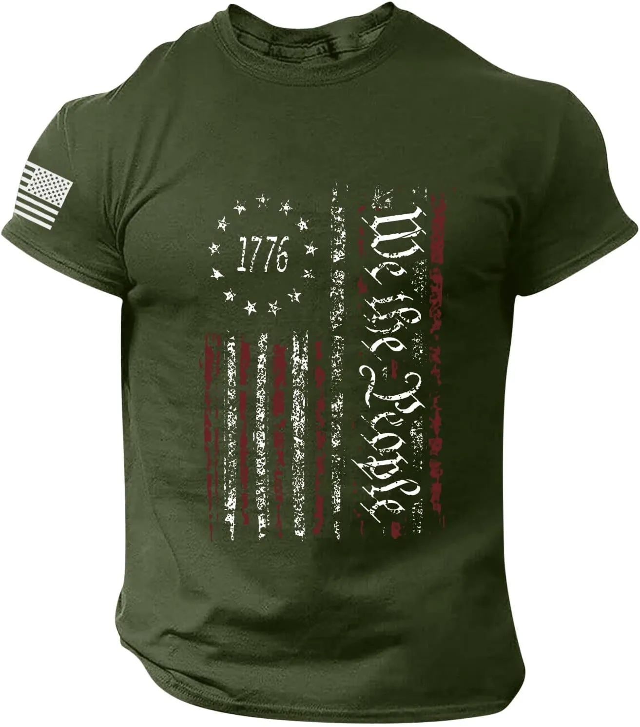 Independence Day Shirt Round Neck Short Sleeve Workout USA Flag Shirts Tee Shirts Mens Pack 2xlt USA Distressed Flag