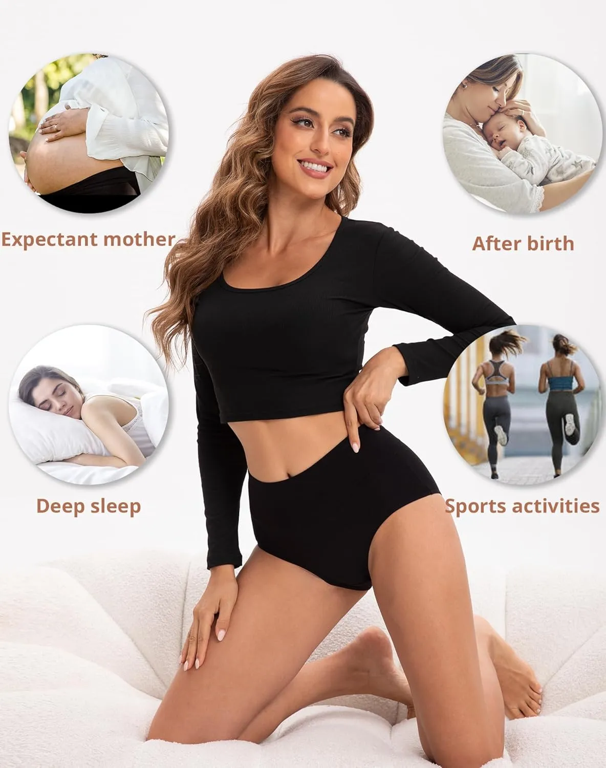 INNERSY Women's Underwear Cotton Briefs High Waisted Breathable Panties 5 Pack