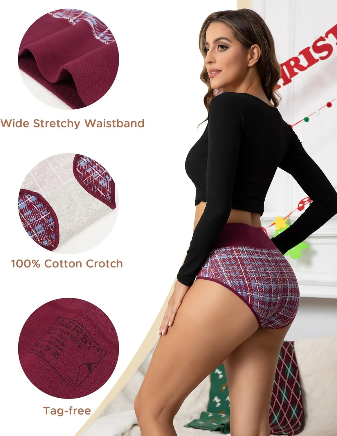 INNERSY Women's Underwear Cotton Briefs High Waisted Breathable Panties 5 Pack