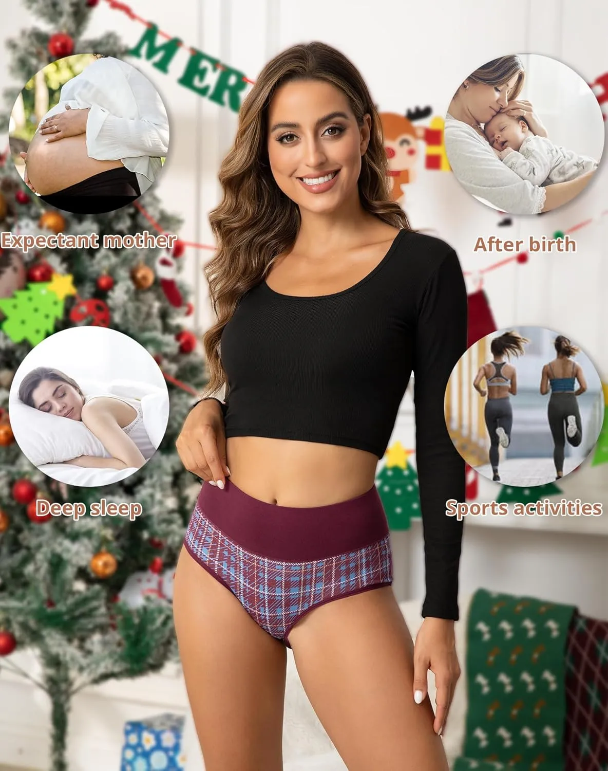 INNERSY Women's Underwear Cotton Briefs High Waisted Breathable Panties 5 Pack