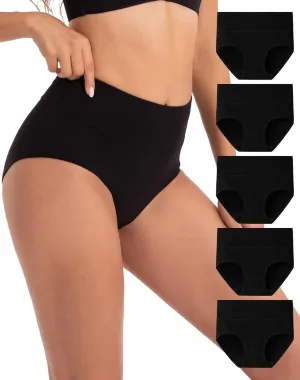 INNERSY Women's Underwear Cotton Briefs High Waisted Breathable Panties 5 Pack