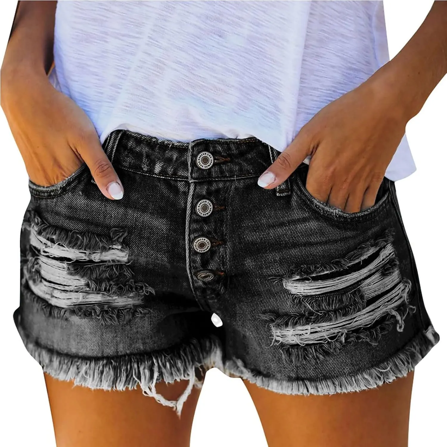 Jean Shorts Womens Comfy Casual High Waisted Denim Shorts Pants with Pockets Trendy