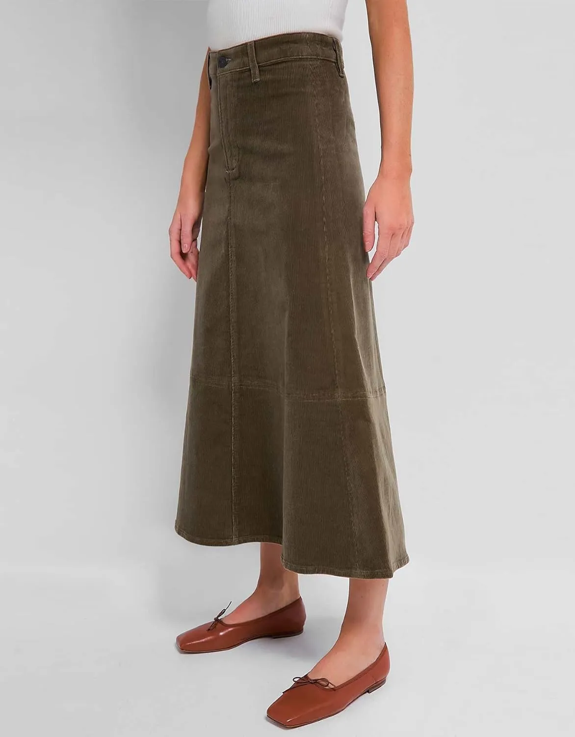 Kedera Women's Corduroy Midi Skirts High Waist A-Line Midi Length Skirt Long Winter Skirts Casual Button Front Skirts