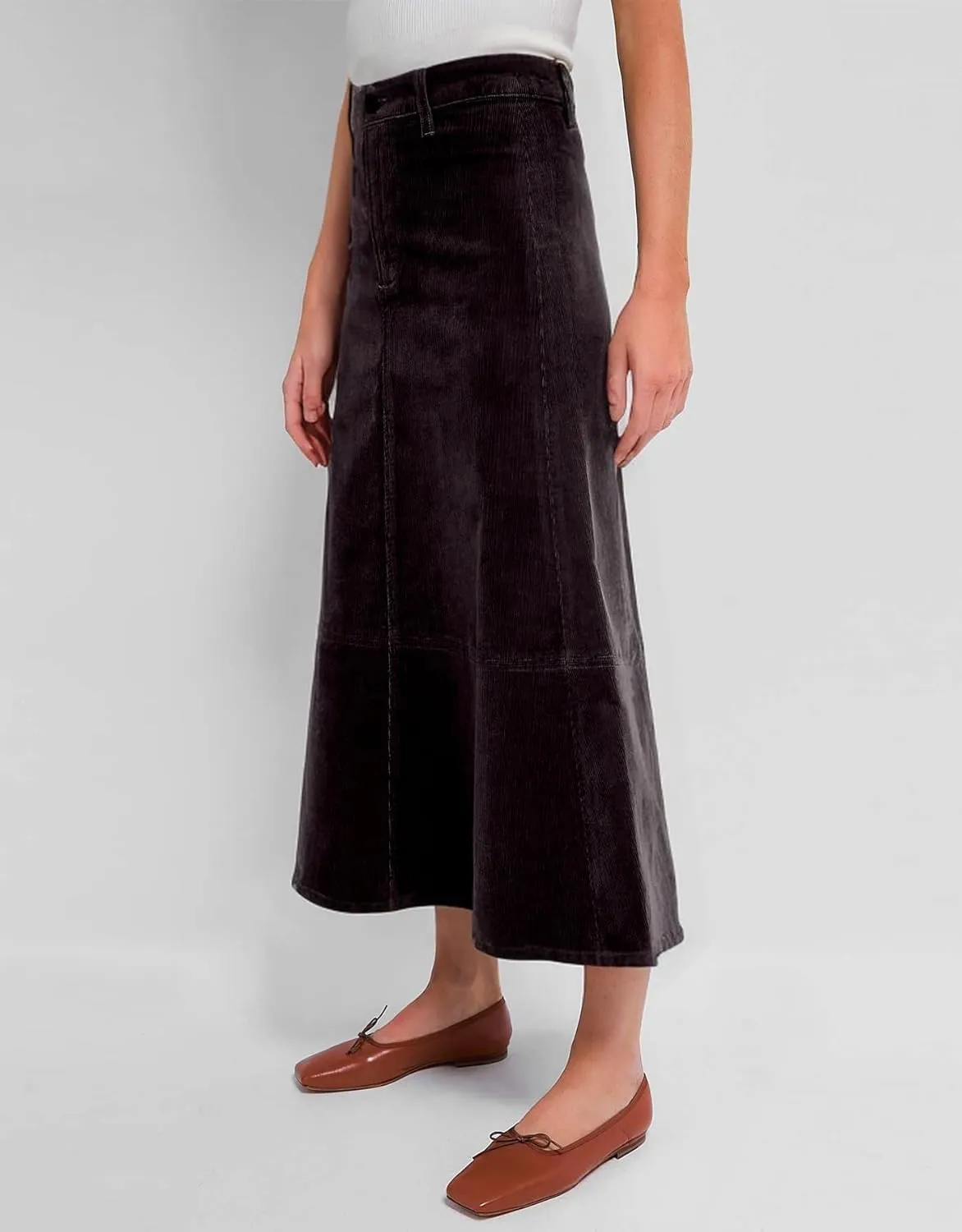 Kedera Women's Corduroy Midi Skirts High Waist A-Line Midi Length Skirt Long Winter Skirts Casual Button Front Skirts