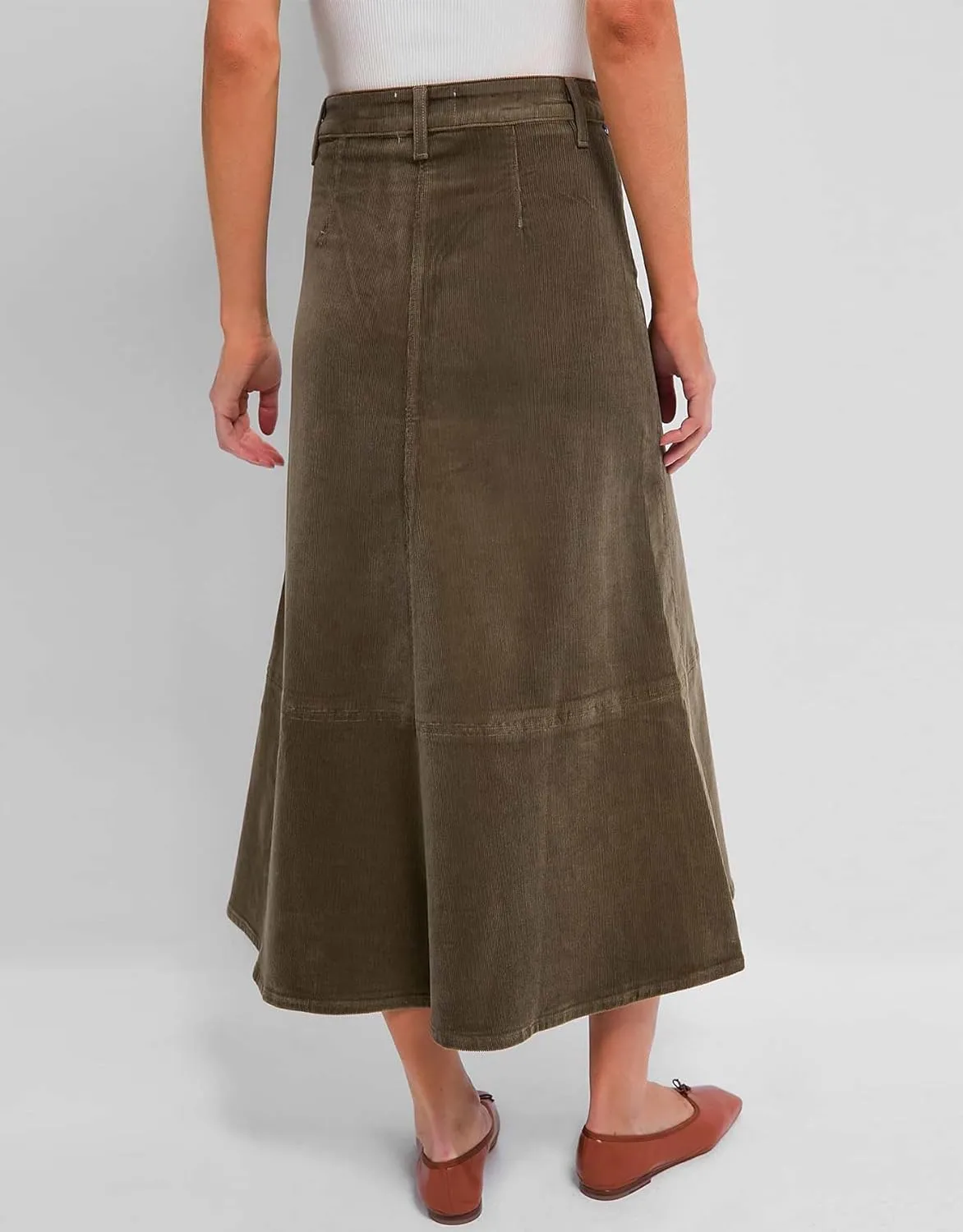 Kedera Women's Corduroy Midi Skirts High Waist A-Line Midi Length Skirt Long Winter Skirts Casual Button Front Skirts