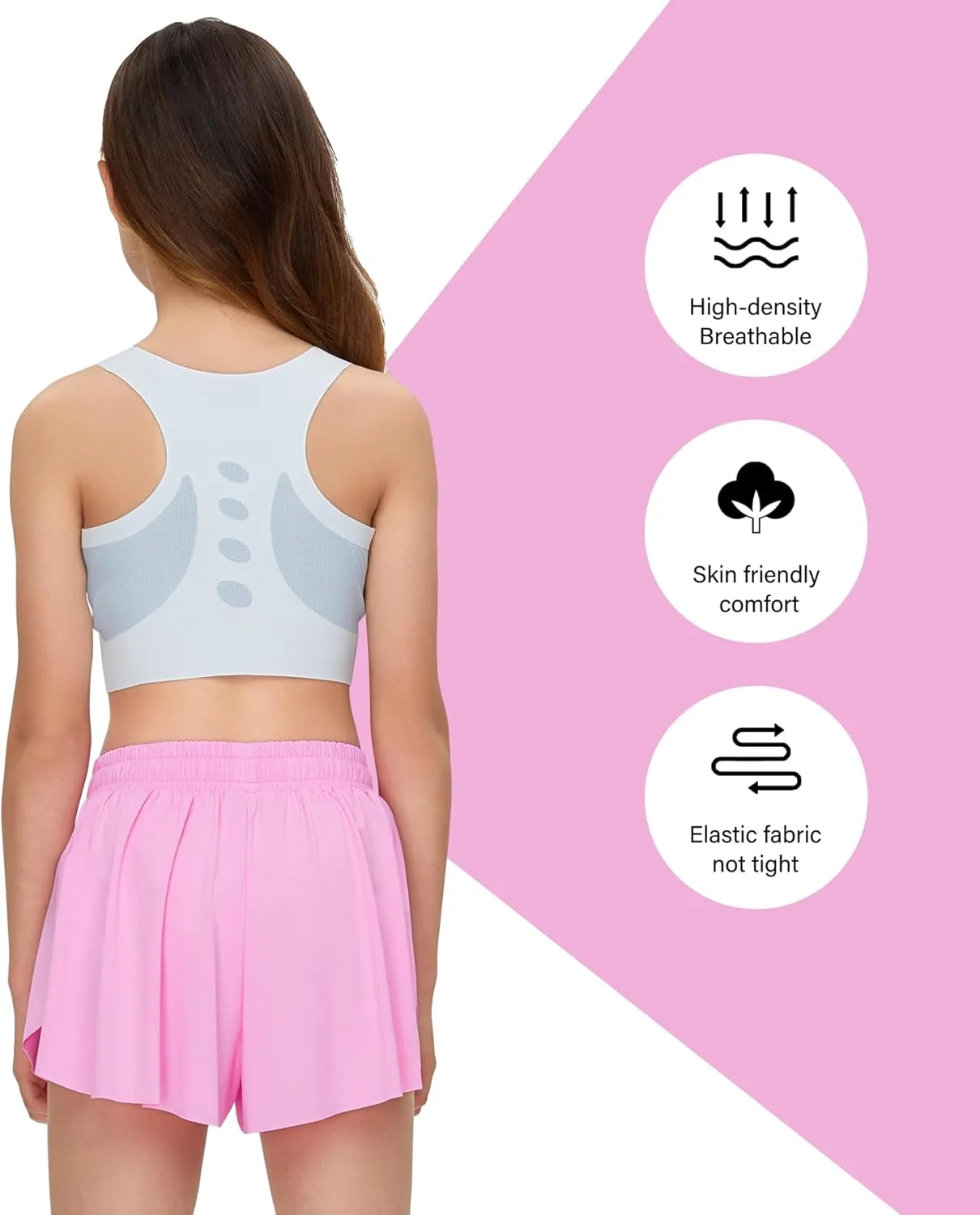 Kids Girls Athletic Flowy Shorts for Running Sports Fitness Active Workout Youth Butterfly Elastic Waist Skirts Shorts