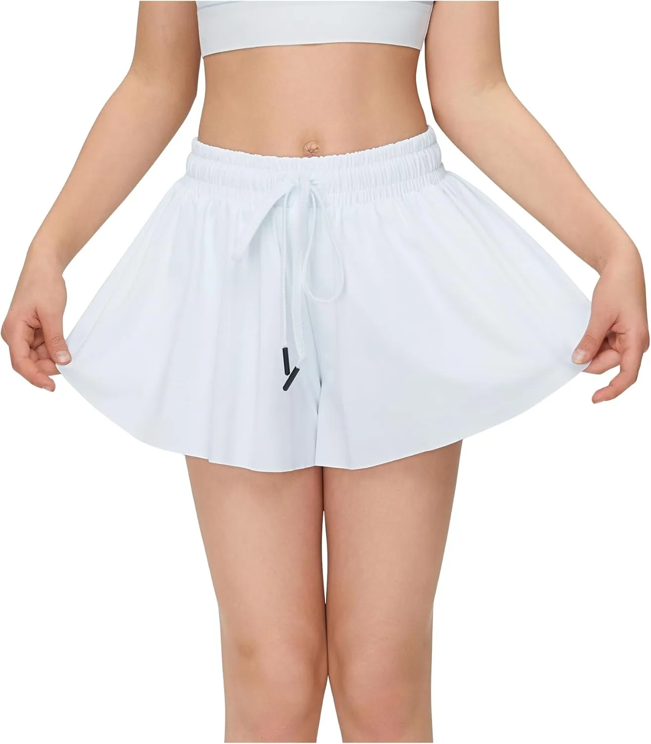 Kids Girls Athletic Flowy Shorts for Running Sports Fitness Active Workout Youth Butterfly Elastic Waist Skirts Shorts