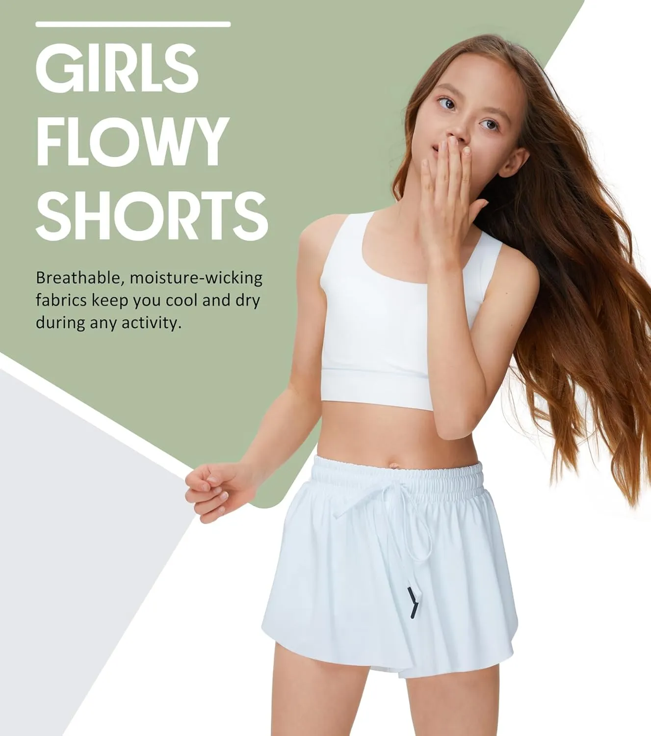 Kids Girls Athletic Flowy Shorts for Running Sports Fitness Active Workout Youth Butterfly Elastic Waist Skirts Shorts