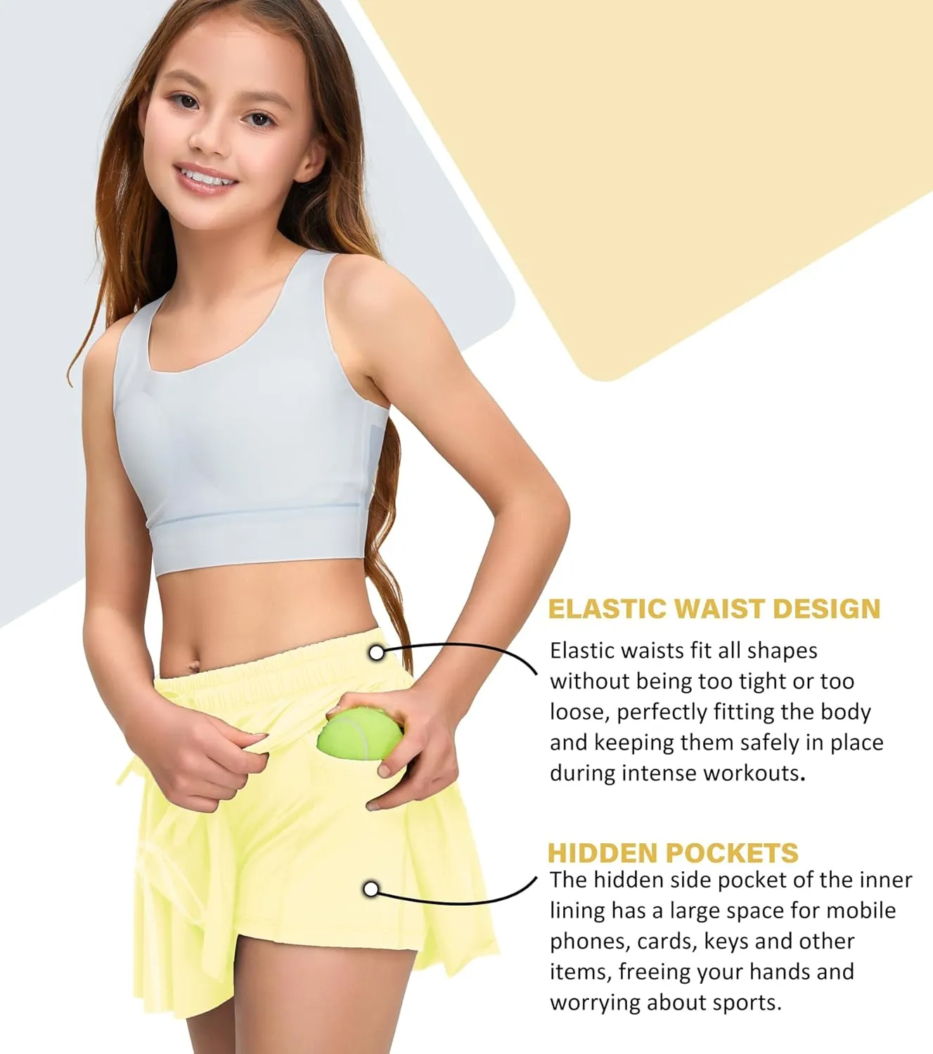 Kids Girls Athletic Flowy Shorts for Running Sports Fitness Active Workout Youth Butterfly Elastic Waist Skirts Shorts