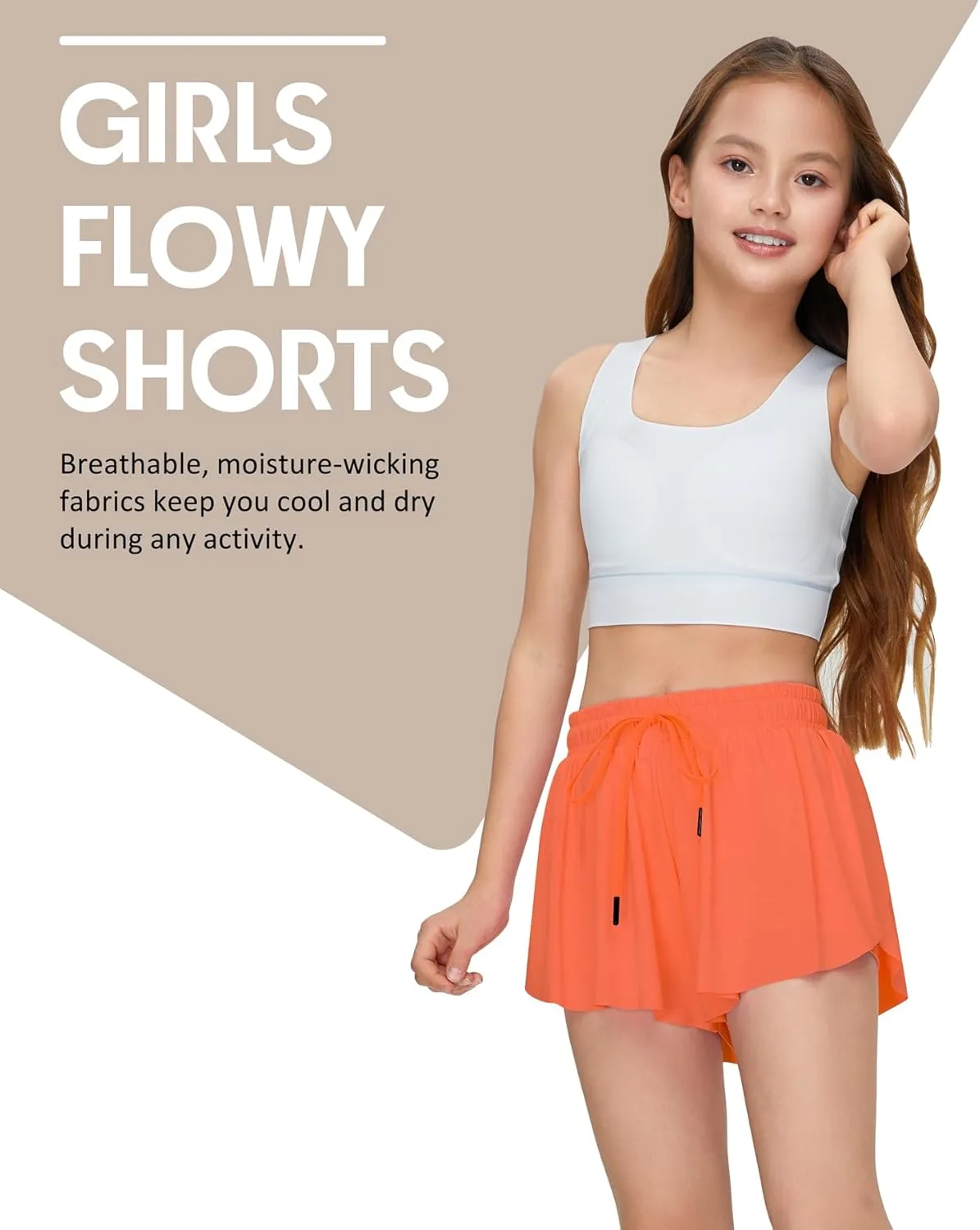 Kids Girls Athletic Flowy Shorts for Running Sports Fitness Active Workout Youth Butterfly Elastic Waist Skirts Shorts